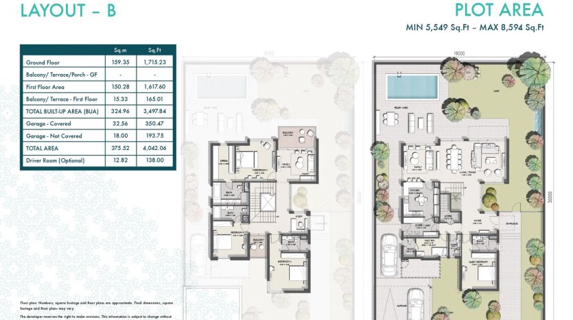 Murooj Al Furjan Floor Plan - 4 Bedroom Villas Large Layout B