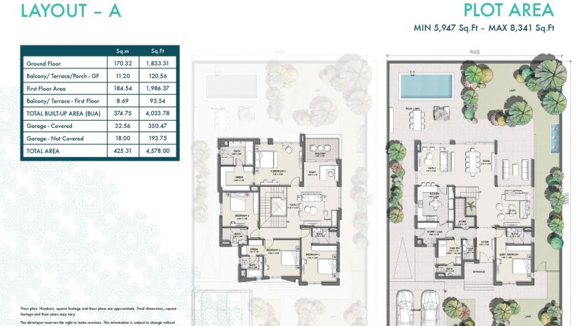 Murooj Al Furjan Floor Plan - 5 Bedroom Villas Layout A