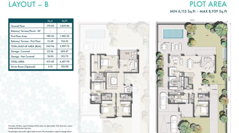 Murooj Al Furjan Floor Plan - 5 Bedroom Villas Layout B