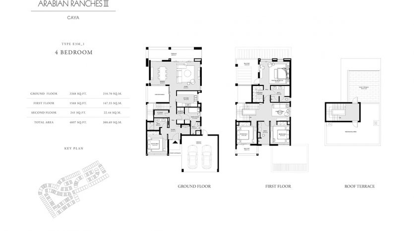 caya arabian ranches 3 floor plan 4 bedroom type E3M 1